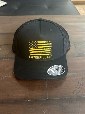 Caterpillar Black Cap with Yellow Accent